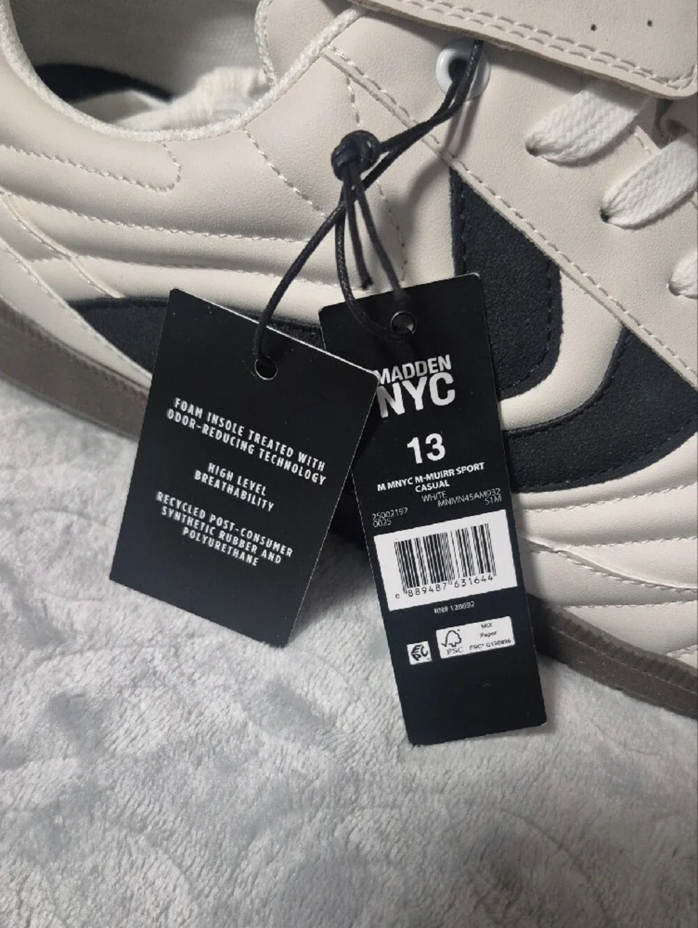 Madden NYC Men’s White Athletic Sneakers with Black Accents